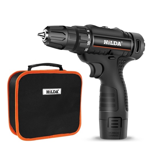 Perceuse électrique domestique HILDA Perceuse Li-Ion 12 V avec chargeur et batterie
