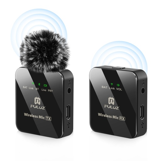 Microphone cravate sans fil PULUZ 1 TX + 1 RX 