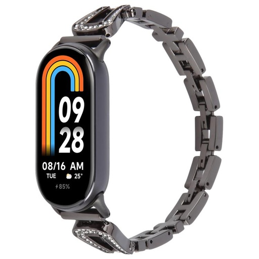 Pour Xiaomi Smart Band 9/8 Bracelet de montre en métal en forme de U avec diamant